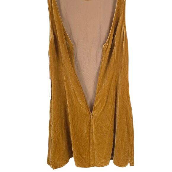 Reformation Brisbane Velvet Slip Mini Dress in Gold - Picture 6 of 11